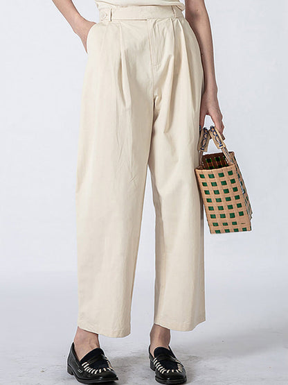 Column Loose Solid Color Casual Pants Bottoms