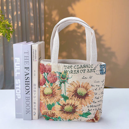 Cosbai - Embroidered Canvas Handbag
