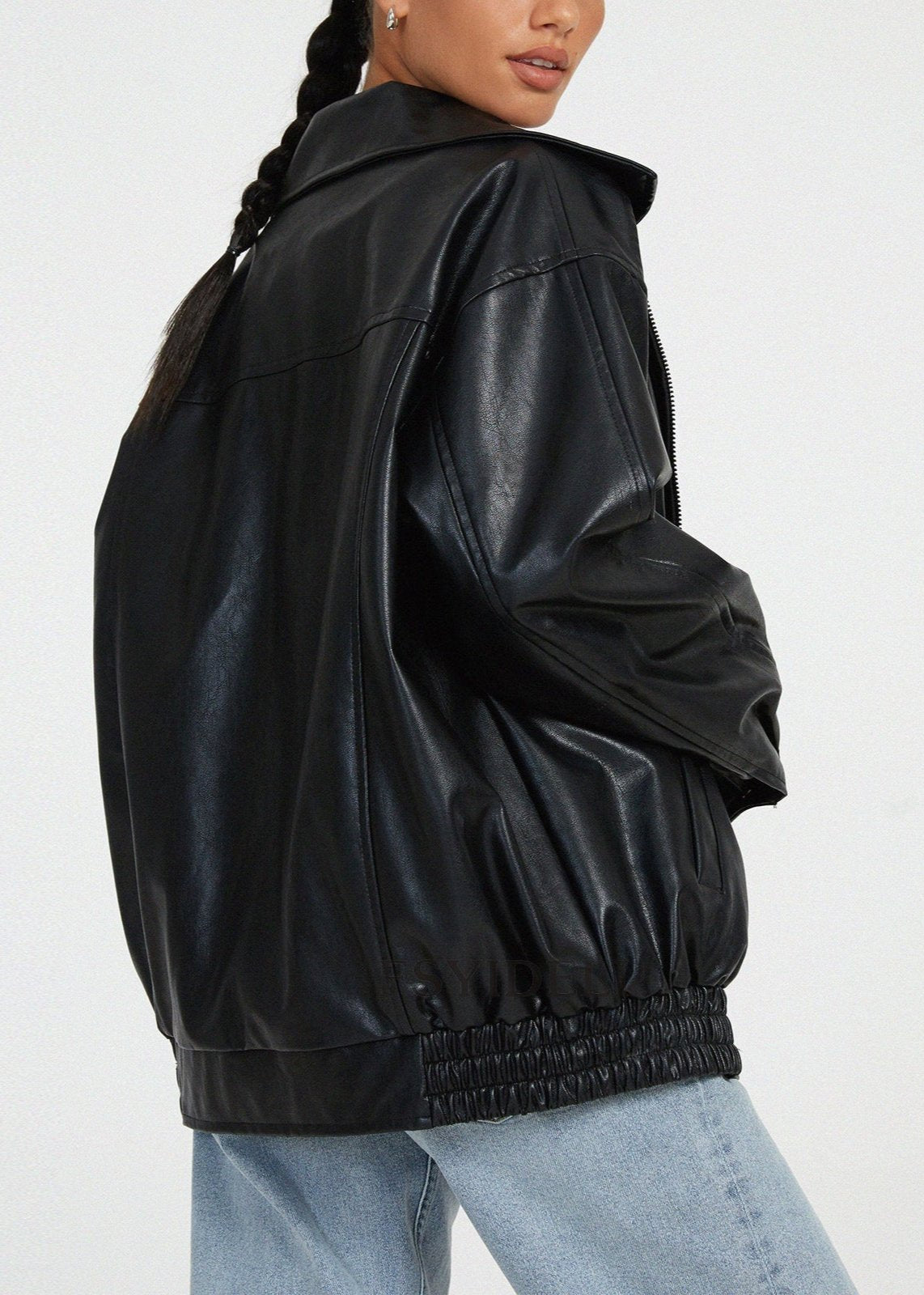 Leather Jacket Black Brown Oversized Biker Style