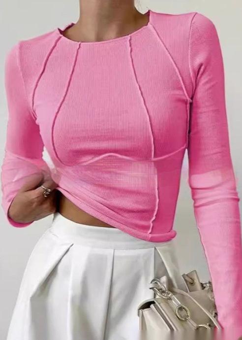 Slim Fit Long Sleeve Knit Top With Split Thread Detail