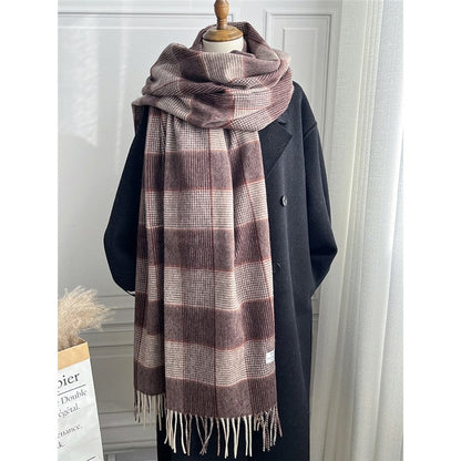 Fashion Plaid Fringe Shawl Scarf
