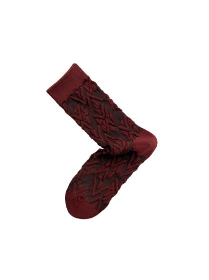 Rufia - Geometric Pattern Color-Block Mid-Crew Socks