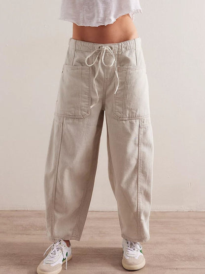 Loose Low Waist Barrel Washed Jeans