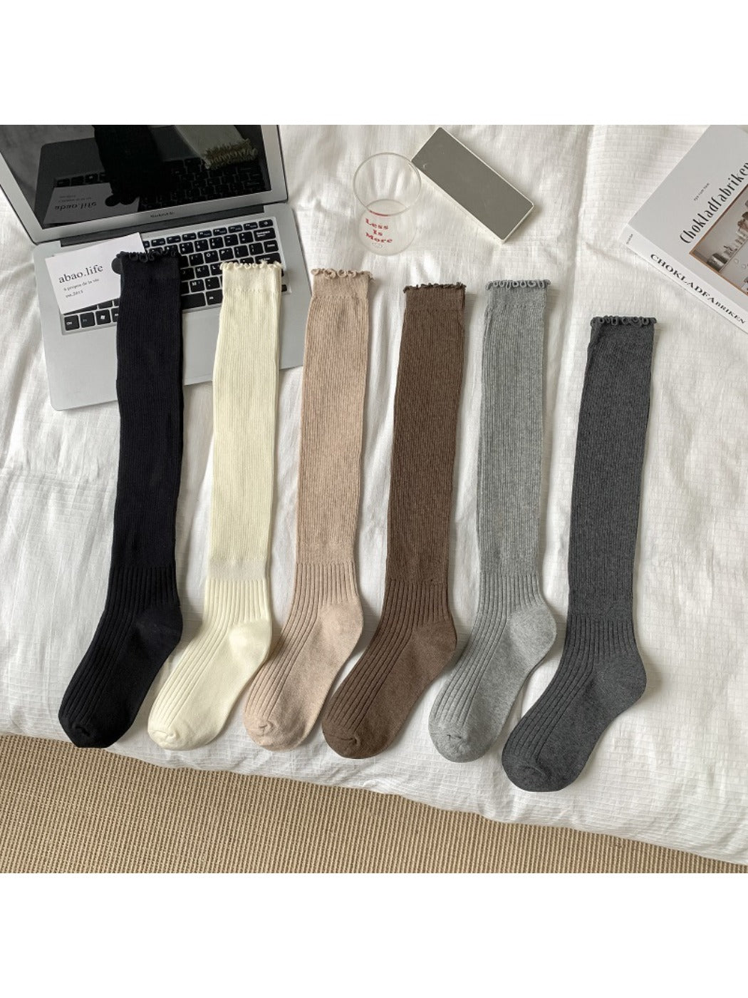 Rufia - Basic Ribbed Knee-High Socks for Women