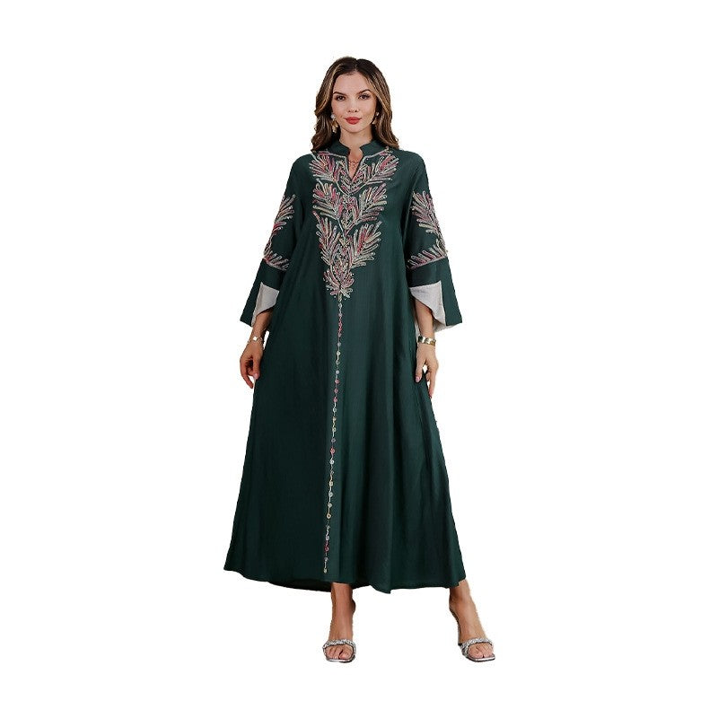 Embroidered Loose Tribal Muslim Abaya Dress