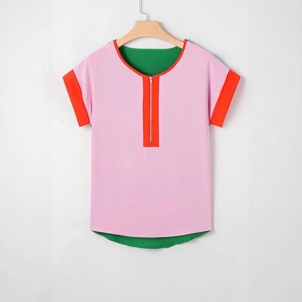 Crosa - Textured Colorblock Tee - Casual Chic