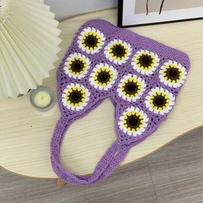 Crochet Granny Square Bag Sunflower Handbag