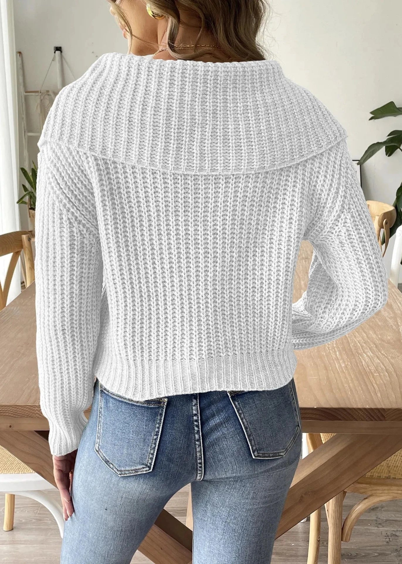 Short Beaded Lapel Sweater In Soft Knit