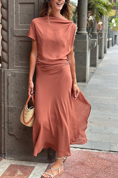 Solid Color Fashion Cut Slim Dress