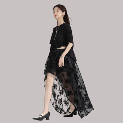 Lace Front Short Back Long Skirt