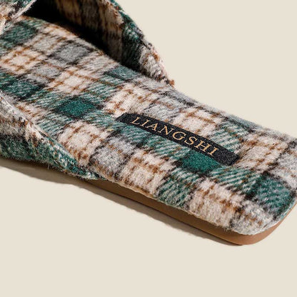 Plaid Color Block Soft Simple Slippers