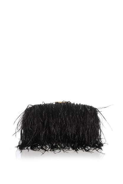 Ostrich feather chain crossbody bag