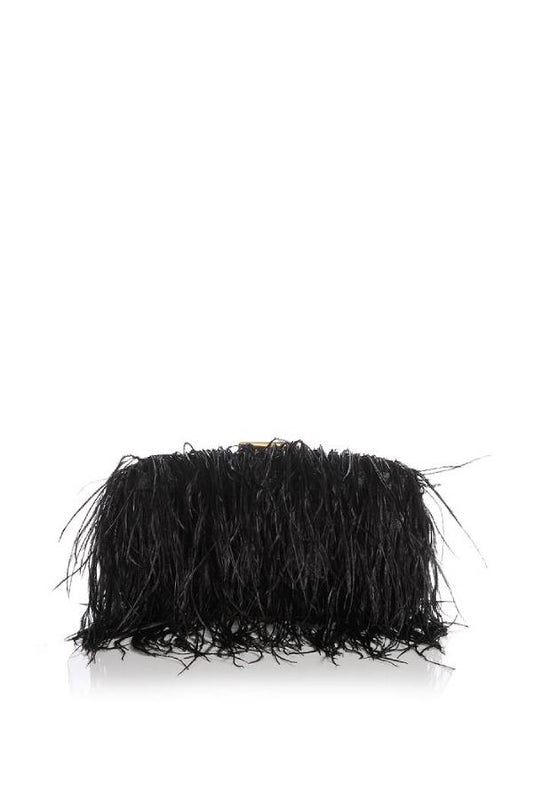 Ostrich feather chain crossbody bag