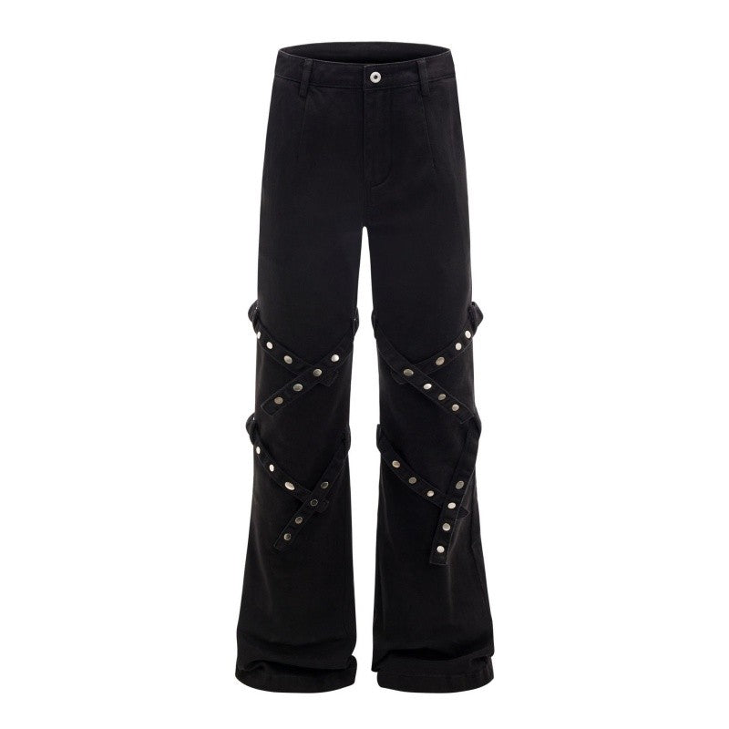 3D Tie-Wrap Flare Cargo Pants Slim Fit Unisex Design
