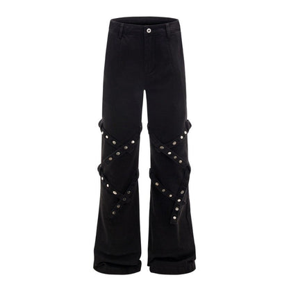 3D Tie-Wrap Flare Cargo Pants Slim Fit Unisex Design