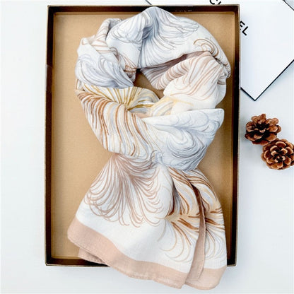 Thin Printed Long Silk Scarf