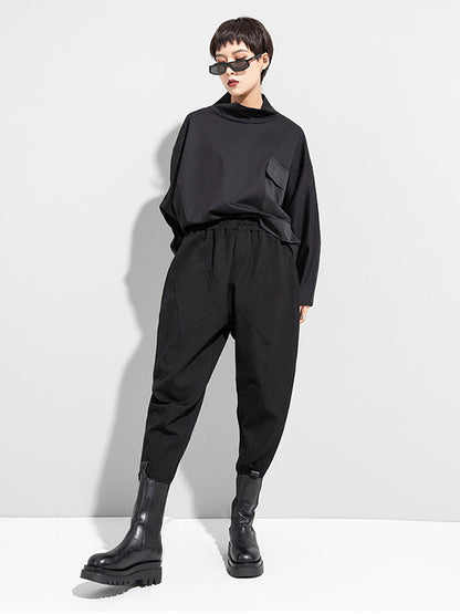 Casual High Waist Solid Color Fleece Harem Pants