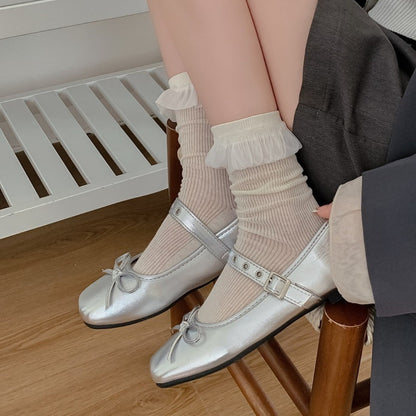 Rufia - Ruffle-Trim Floral Crew Socks