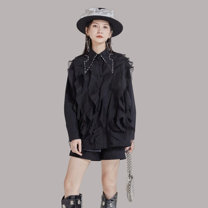 Rhinestone Collar Shirt