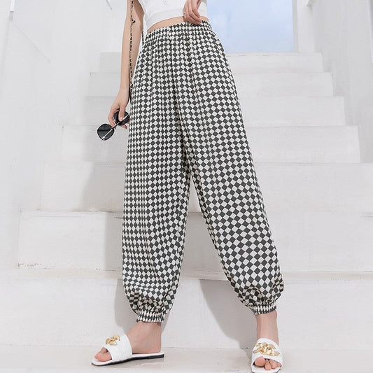 Elastic Waist Printed Baggy Harem Pants
