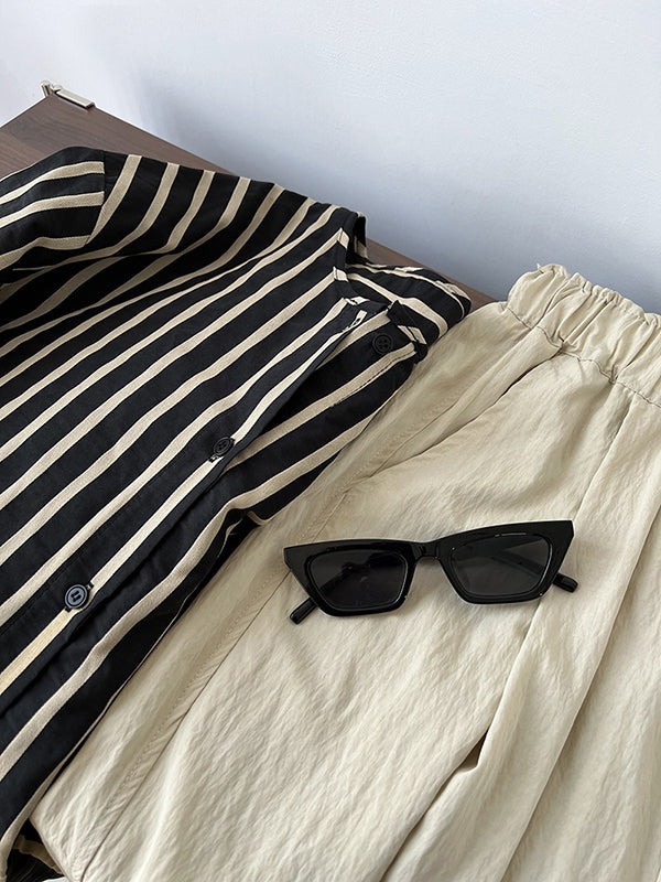 Loose  Leg  Pleated Casual Pants Bottoms