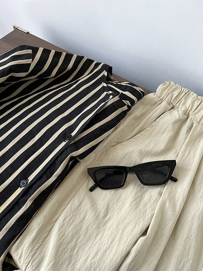 Loose  Leg  Pleated Casual Pants Bottoms