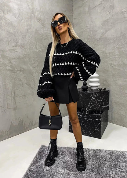 Oversized Thick Knit Stripe Pullover Sweater