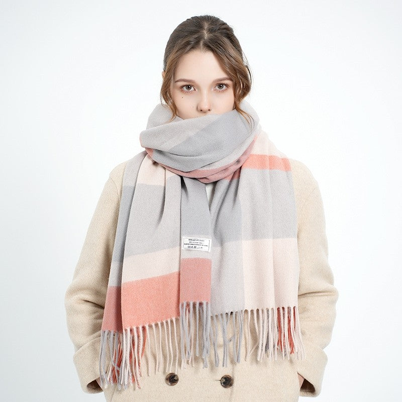 Fashion Plaid Fringe Shawl Scarf