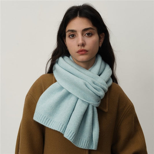Wool Solid Color Knit Scarf