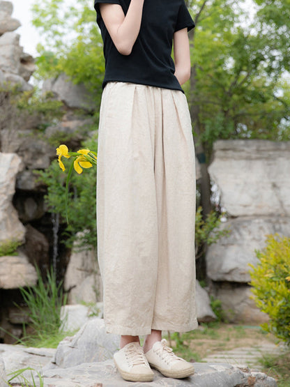 Loose Wide Leg Elasticity Solid Color Casual Pants Bottoms
