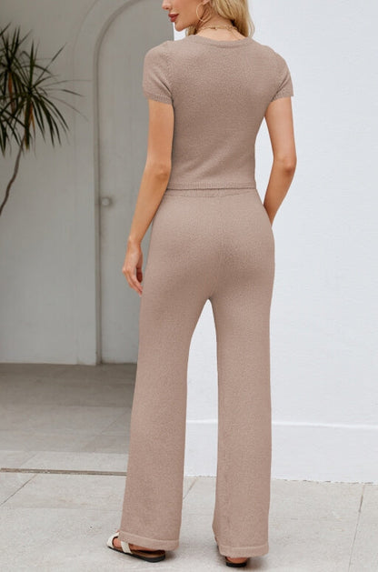Simple Knit Top and Pants Set
