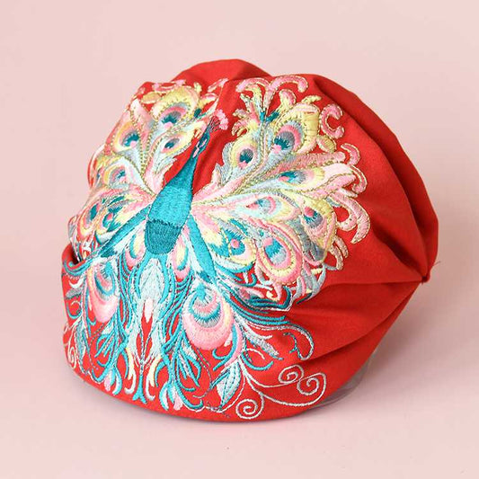 Embroidered Headgear Spring And Autumn Thin Disc Hair Headscarf Hat Ethnic Style 2024 New White Hair Hat