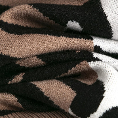 Zebra And Leopard Print Patchwork Sweater