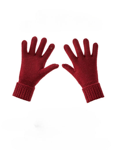 Solid Color SplitÂ Finger Simple Knit Glove