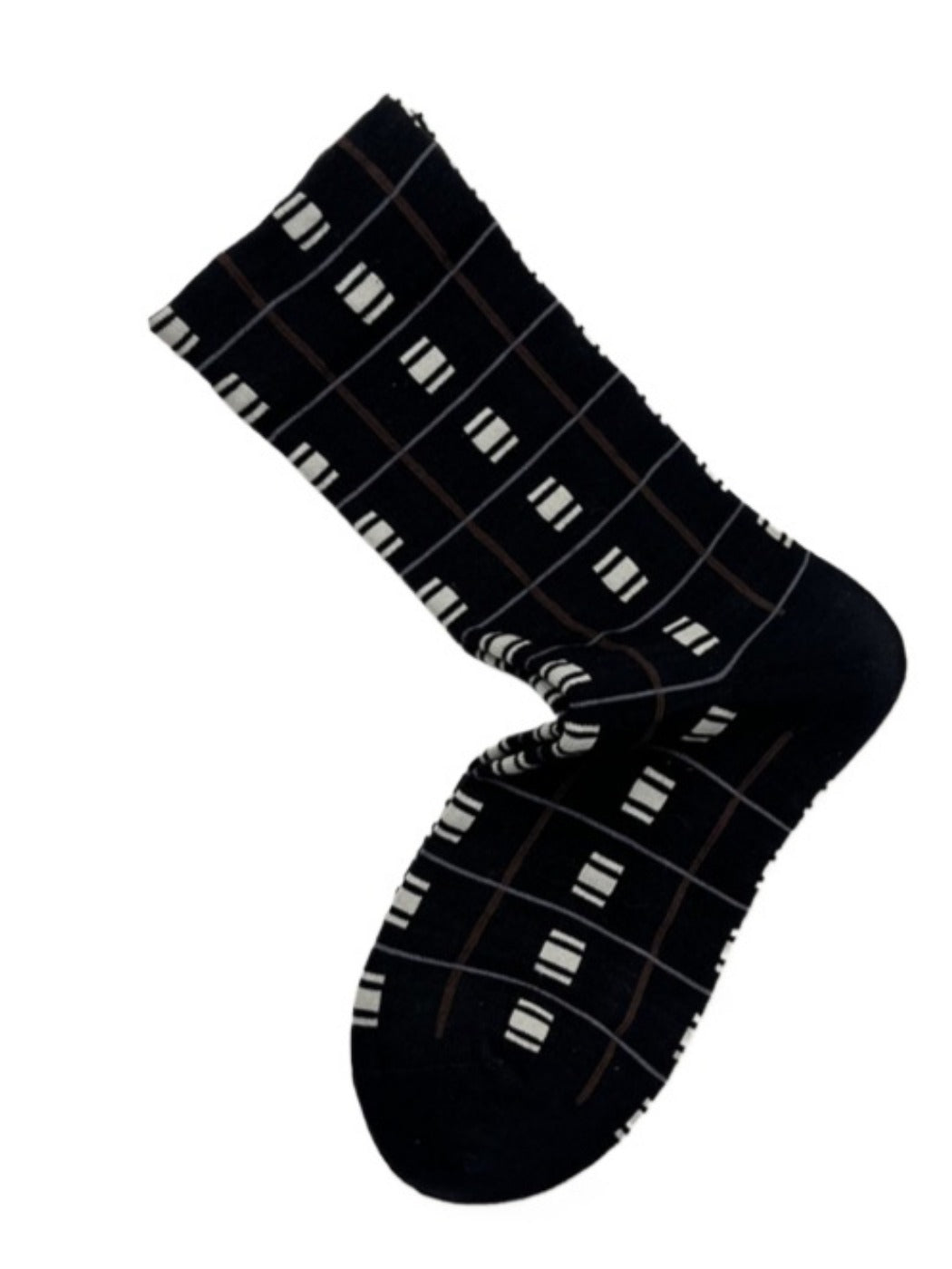 Rufia - Retro Mid-calf Socks with Line and Block Patterns