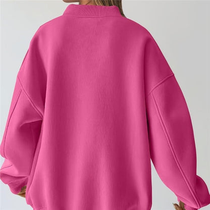 Solid Color Loose V-Neck Pullover Sweatshirt