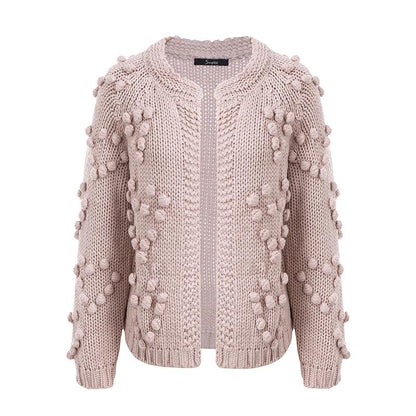 Winter Hairball Knitted Cardigan O Neck Long Sleeve Jumper Sweaters