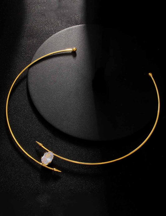 Minimalist Oval Zircon Geometric Choker Necklace