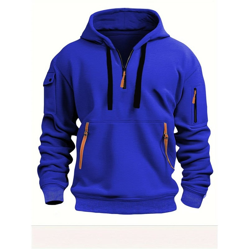 Men's Hooded Zip-Up Sweatshirt With Pockets Jacket