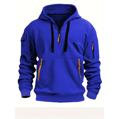 Men's Hooded Zip-Up Sweatshirt With Pockets Jacket