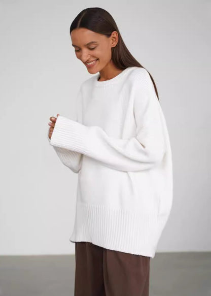 Oversized Knit Sweater Soft Gray Minimalist