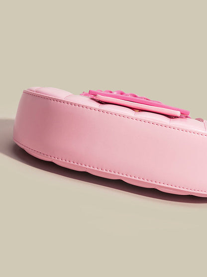 Color-Block Weave Zipper Saddle Bag