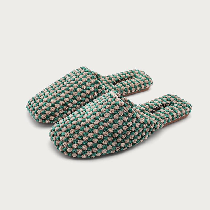 Color Block Cozy Textured Woven Slippers