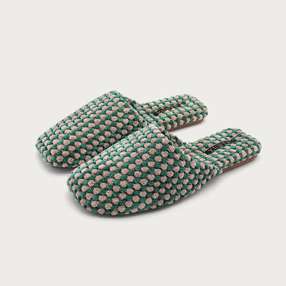 Color Block Cozy Textured Woven Slippers