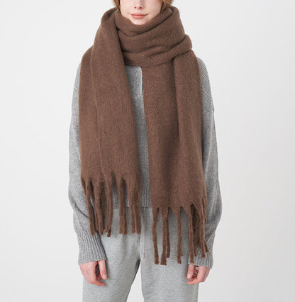 2+ Solid Color Tassel Mohair Scarves