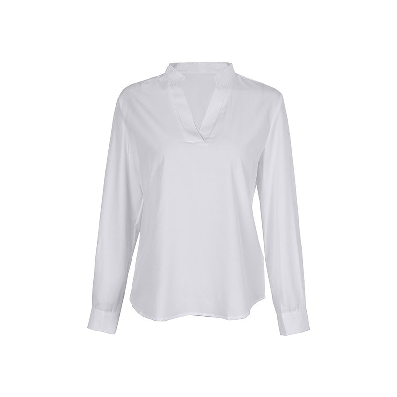Long Sleeves Loose Solid Color V-Neck Blouses&Shirts Tops