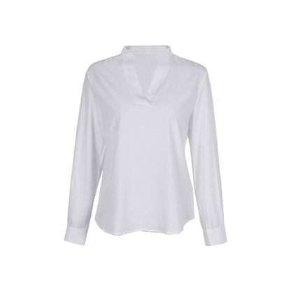 Long Sleeves Loose Solid Color V-Neck Blouses&Shirts Tops