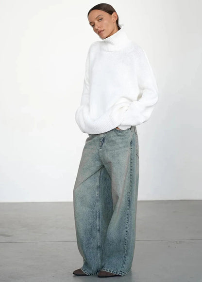 Oversized Knit Sweater Soft Fabric Turtleneck