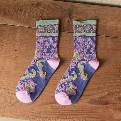 Rufia - Vintage Pattern Autumn-Winter Mid-Calf Socks
