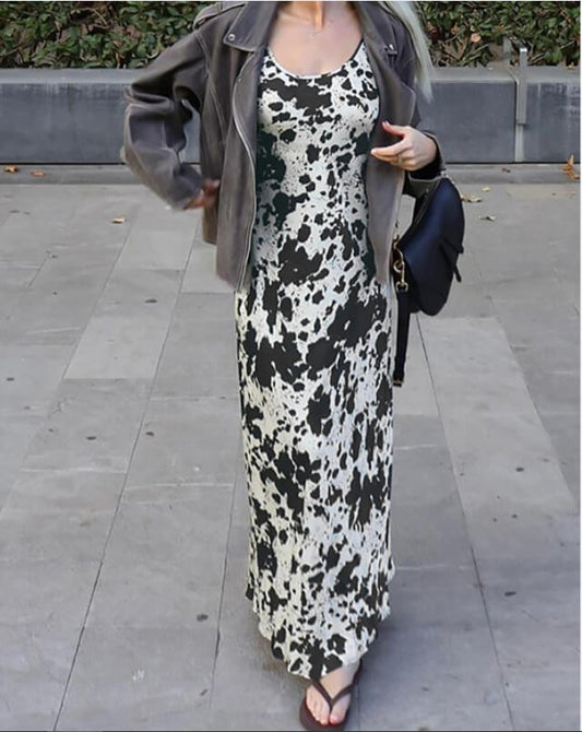 Sexy Spaghetti String Printed A-Line Dress
